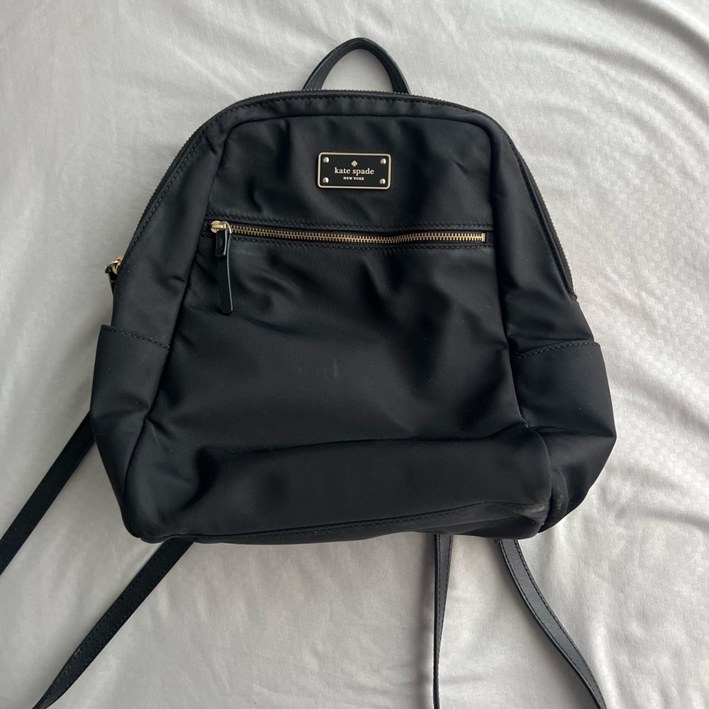 Kate Spade Black Nylon Backpack with Gold Hardware